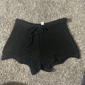 Black knitted shorts